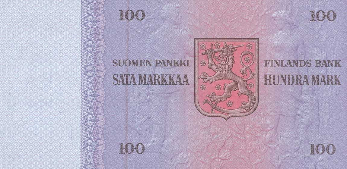 Back of Finland p109r1: 100 Markkaa from 1976