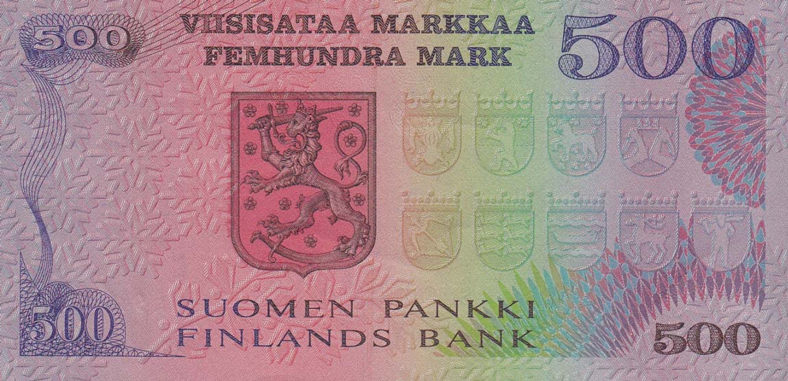 Back of Finland p110b: 500 Markkaa from 1975