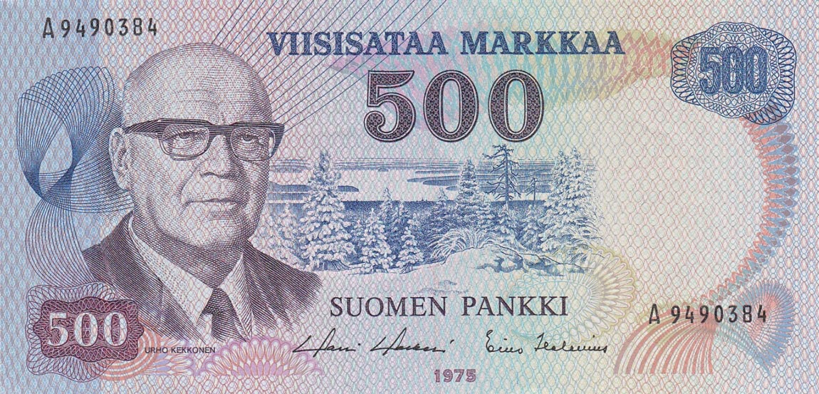 Front of Finland p110b: 500 Markkaa from 1975