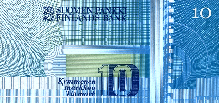 Back of Finland p113a: 10 Markkaa from 1986
