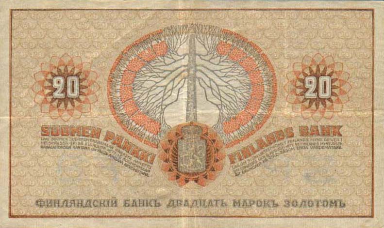 Back of Finland p11a: 20 Markkaa from 1909