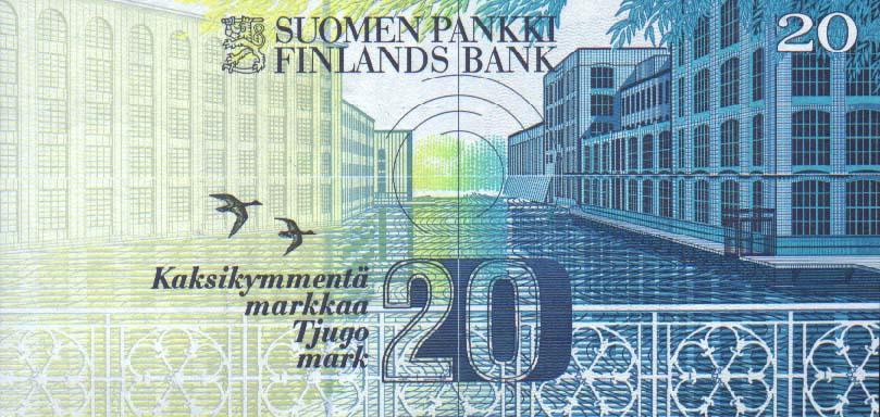 Back of Finland p122: 20 Markkaa from 1993