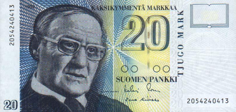 Front of Finland p122: 20 Markkaa from 1993