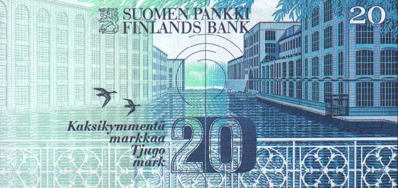 Back of Finland p123: 20 Markkaa from 1993