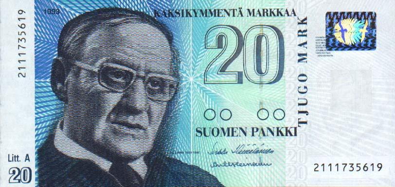 Front of Finland p123: 20 Markkaa from 1993