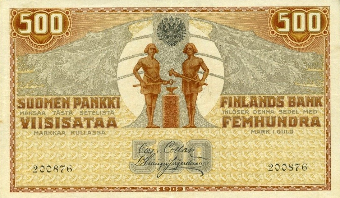 Front of Finland p14: 500 Markkaa from 1909