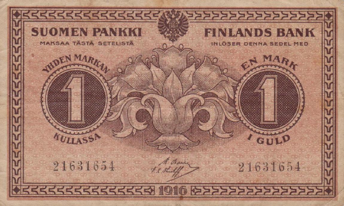 Front of Finland p16a: 1 Markkaa from 1915