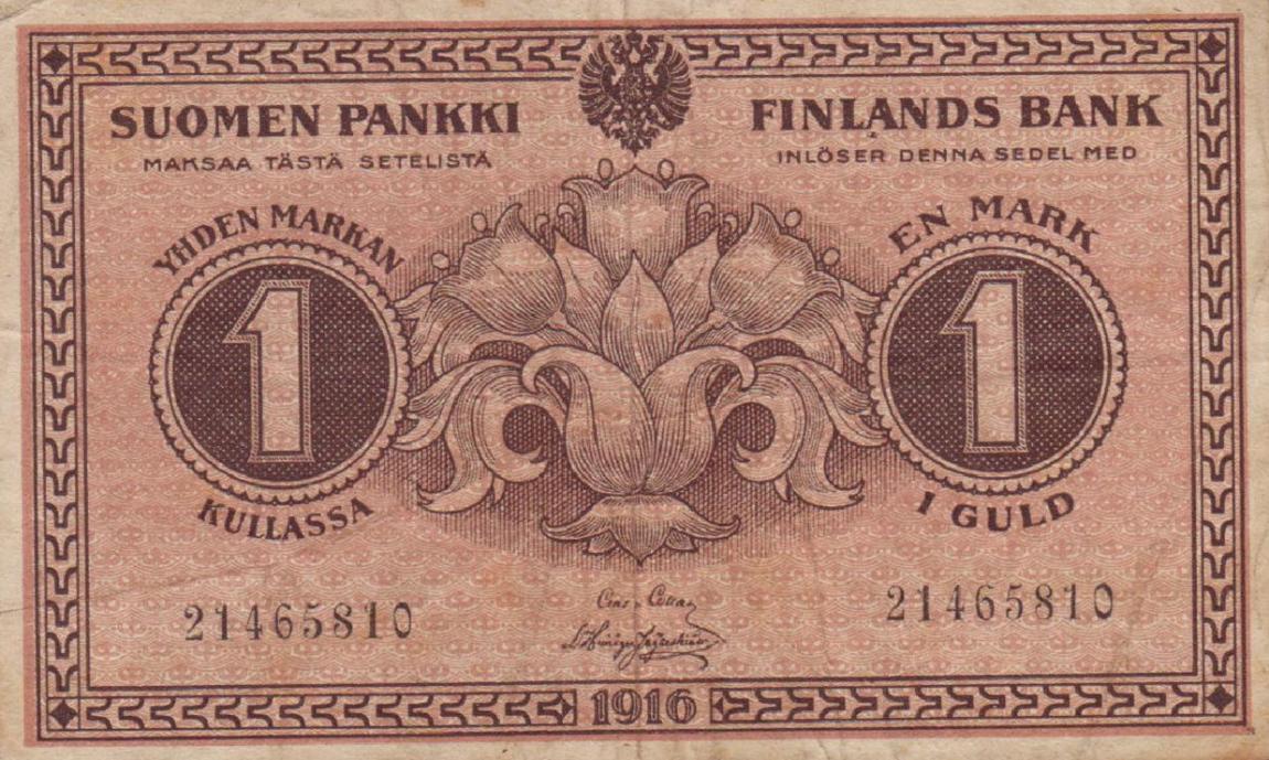 Front of Finland p19: 1 Markkaa from 1916