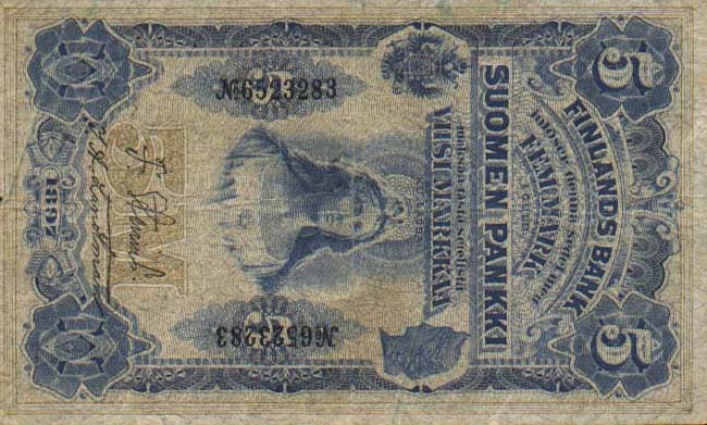 Front of Finland p1a: 5 Markkaa from 1897