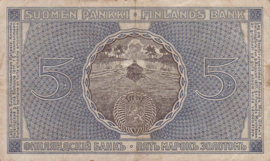 Back of Finland p24a: 5 Markkaa from 1909