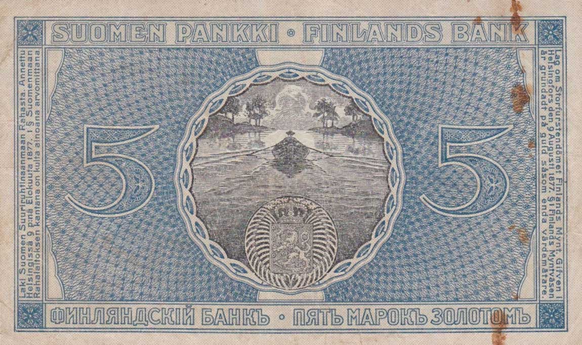 Back of Finland p24b: 5 Markkaa from 1909