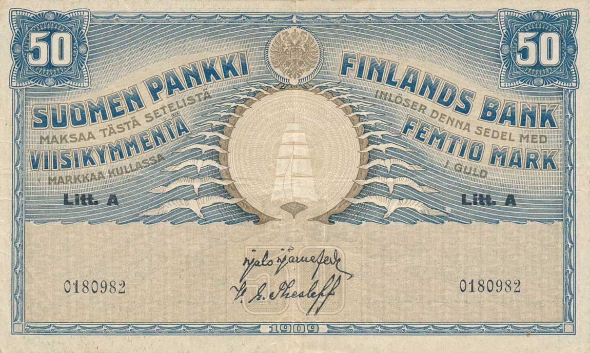 Front of Finland p27: 50 Markkaa from 1909