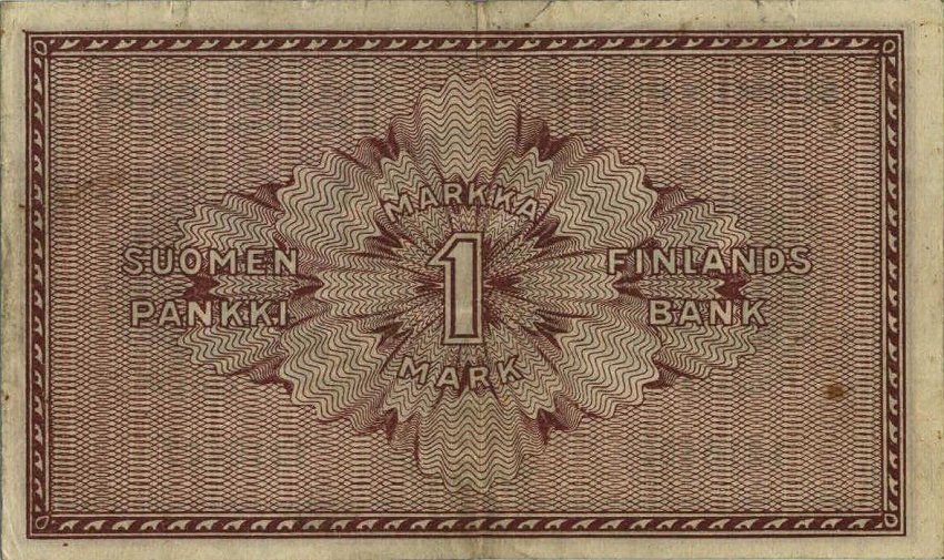 Back of Finland p35: 1 Markkaa from 1918