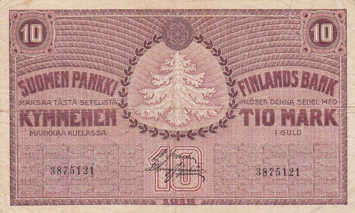 Front of Finland p37: 10 Markkaa from 1918