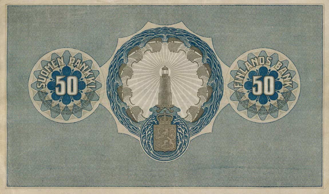 Back of Finland p39: 50 Markkaa from 1918