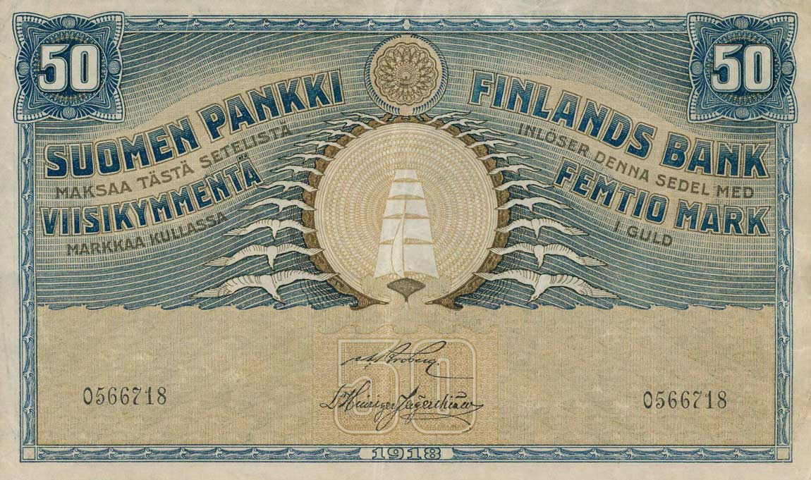 Front of Finland p39: 50 Markkaa from 1918