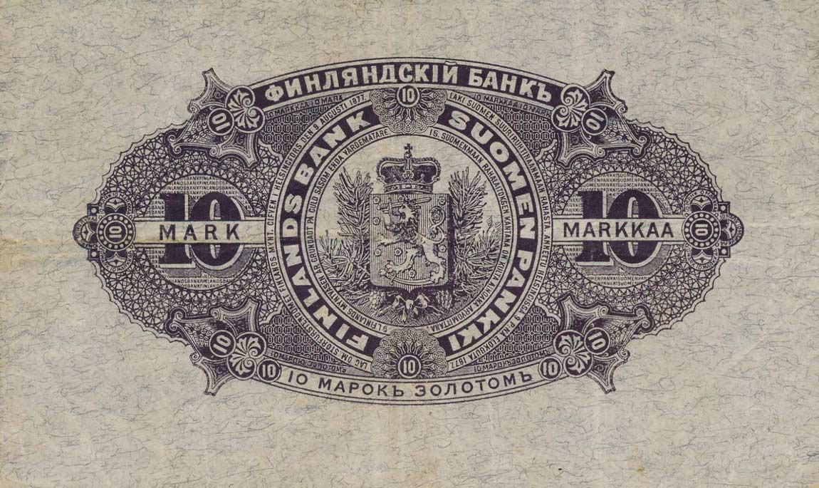 Back of Finland p3a: 10 Markkaa from 1898