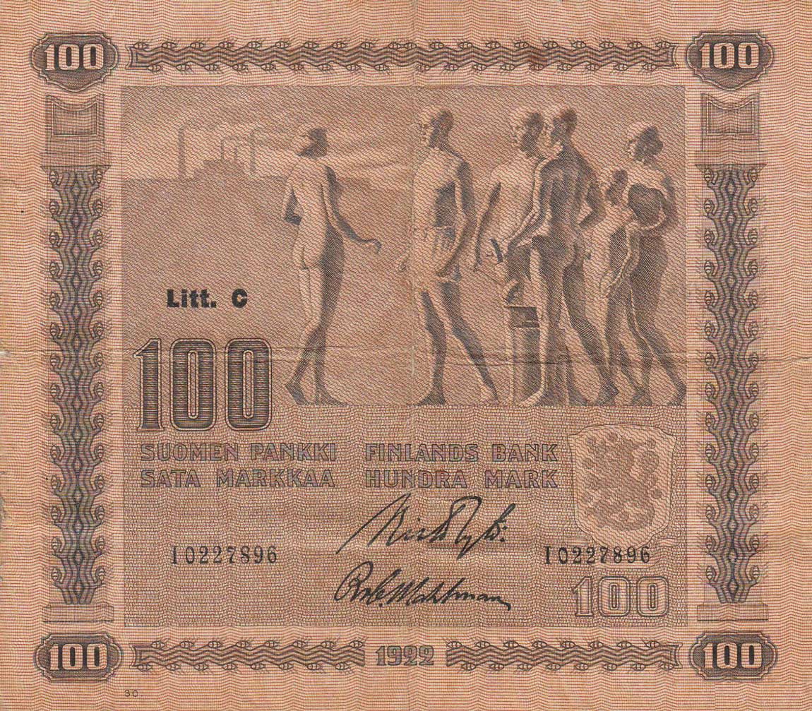 Front of Finland p53b: 100 Markkaa from 1922