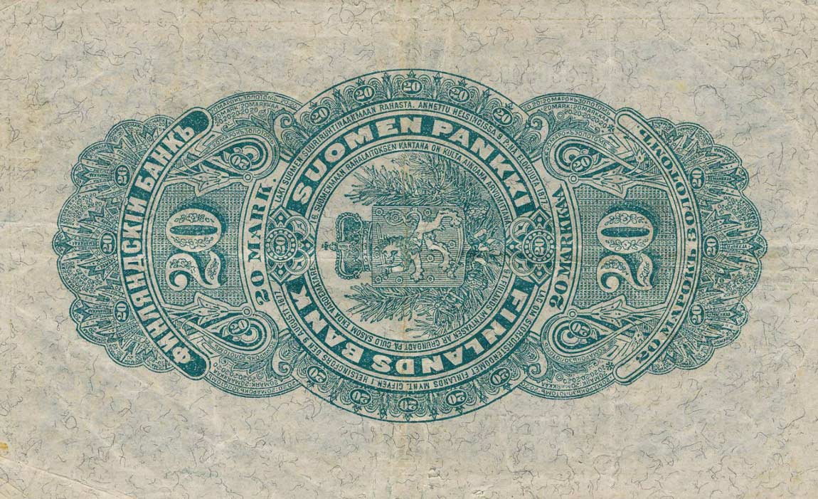 Back of Finland p5a: 20 Markkaa from 1898