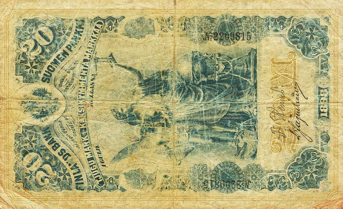 Front of Finland p5b: 20 Markkaa from 1898