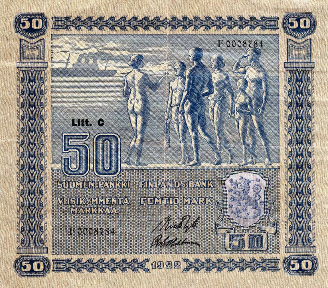 Front of Finland p64a: 50 Markkaa from 1922