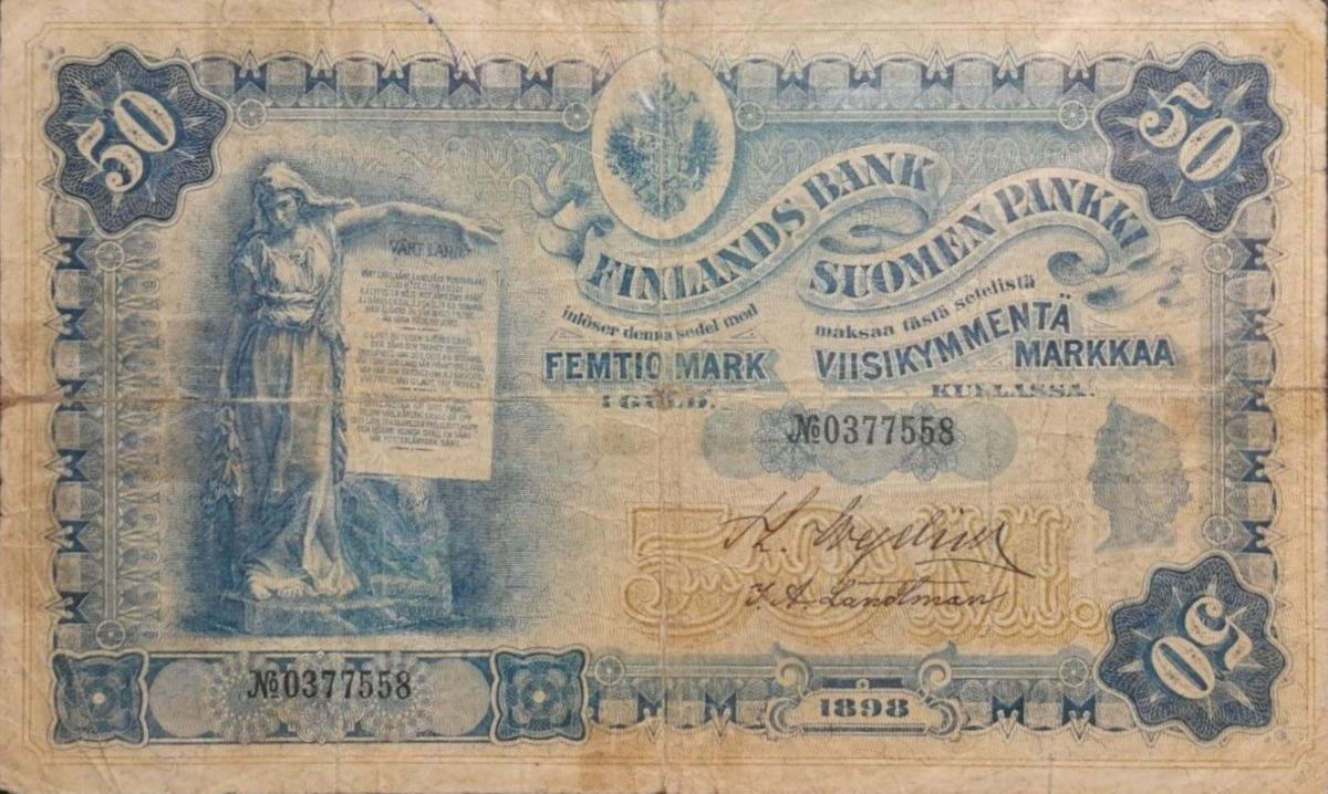 Front of Finland p6b: 50 Markkaa from 1898