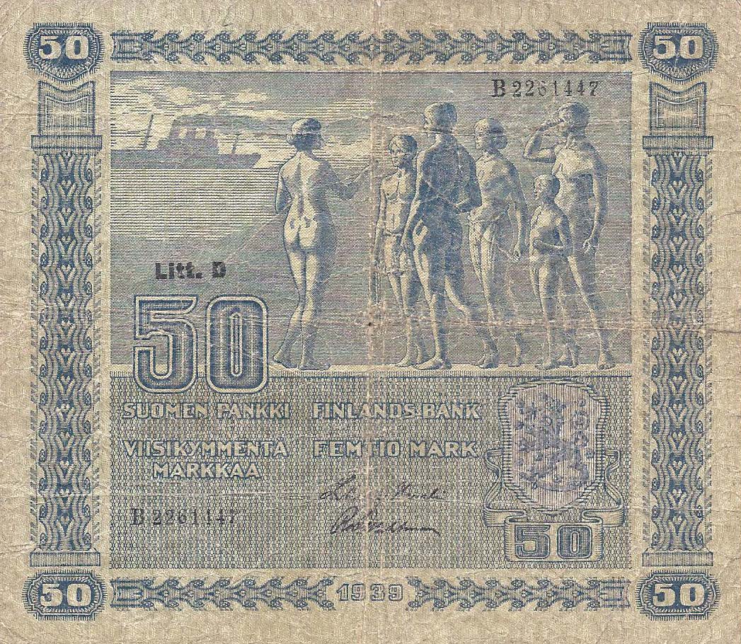 Front of Finland p72a: 50 Markkaa from 1939