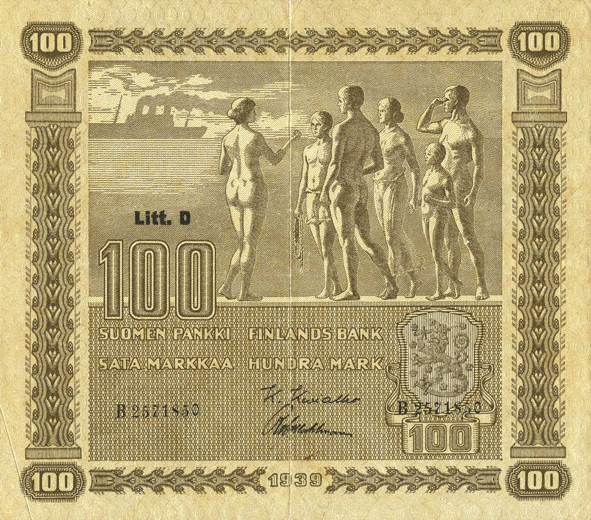 Front of Finland p73a: 100 Markkaa from 1939