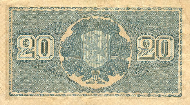 Back of Finland p78a: 20 Markkaa from 1945