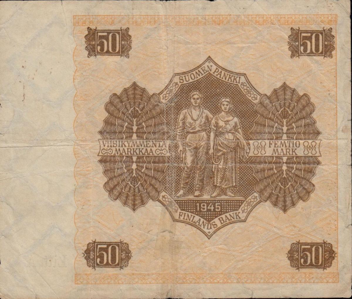 Back of Finland p79a: 50 Markkaa from 1945