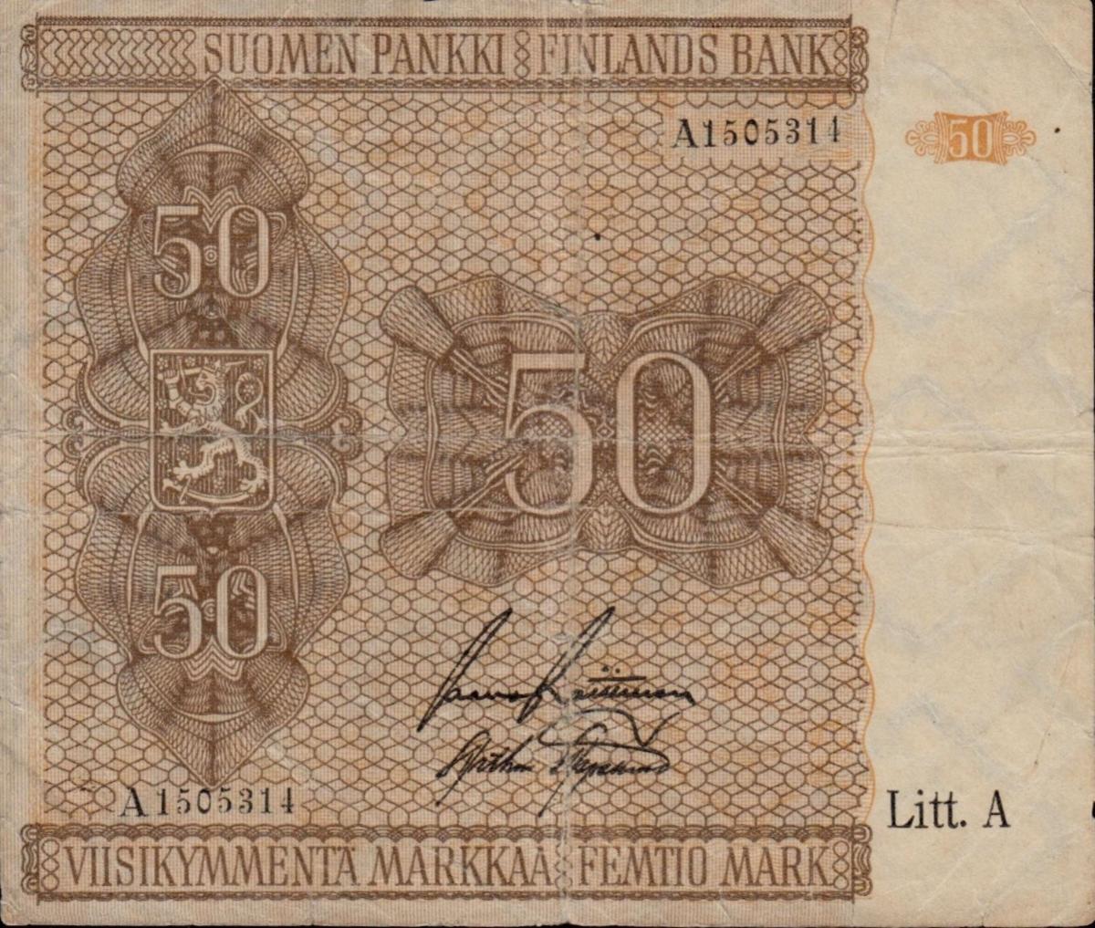 Front of Finland p79a: 50 Markkaa from 1945