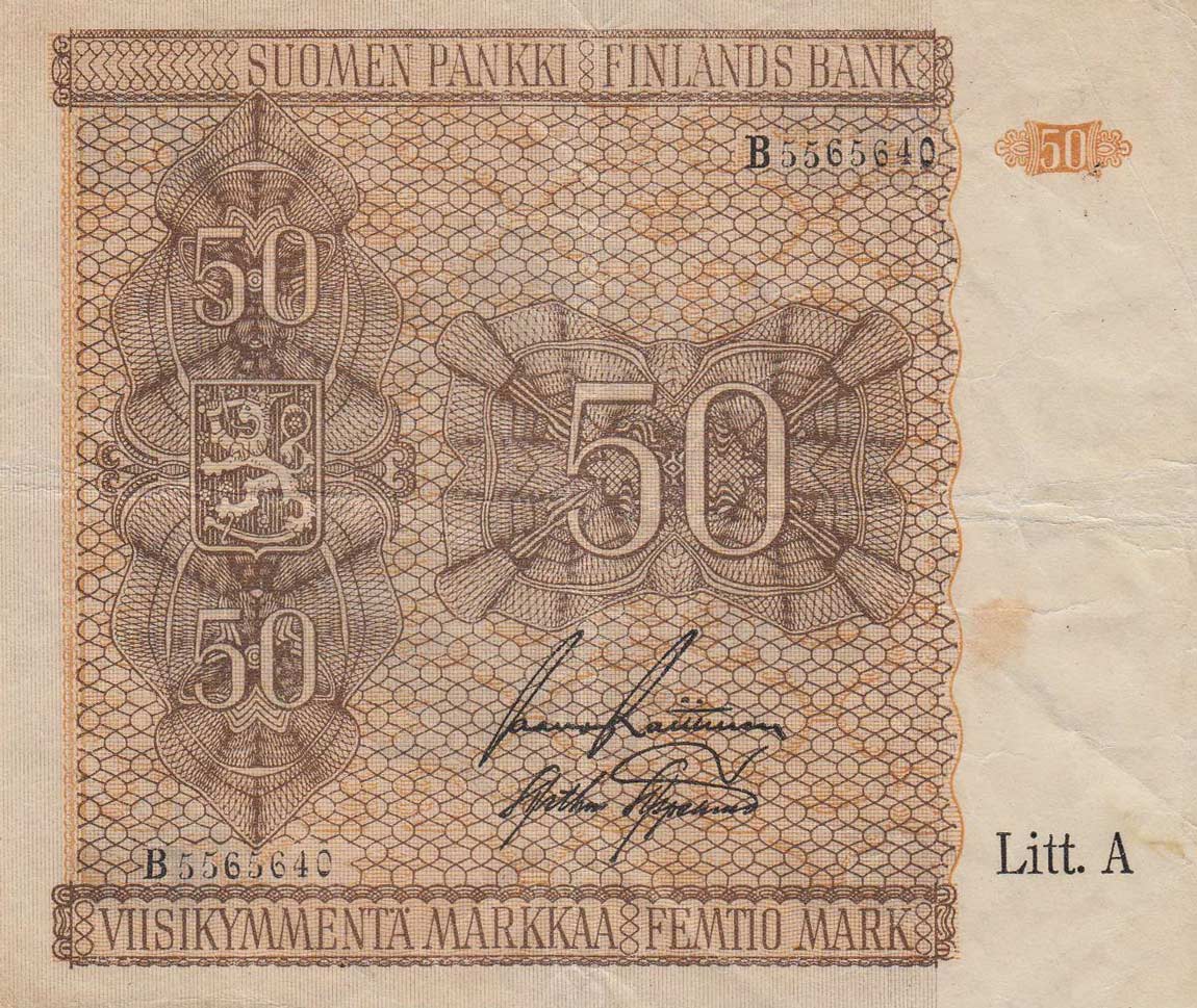 Front of Finland p79b: 50 Markkaa from 1945