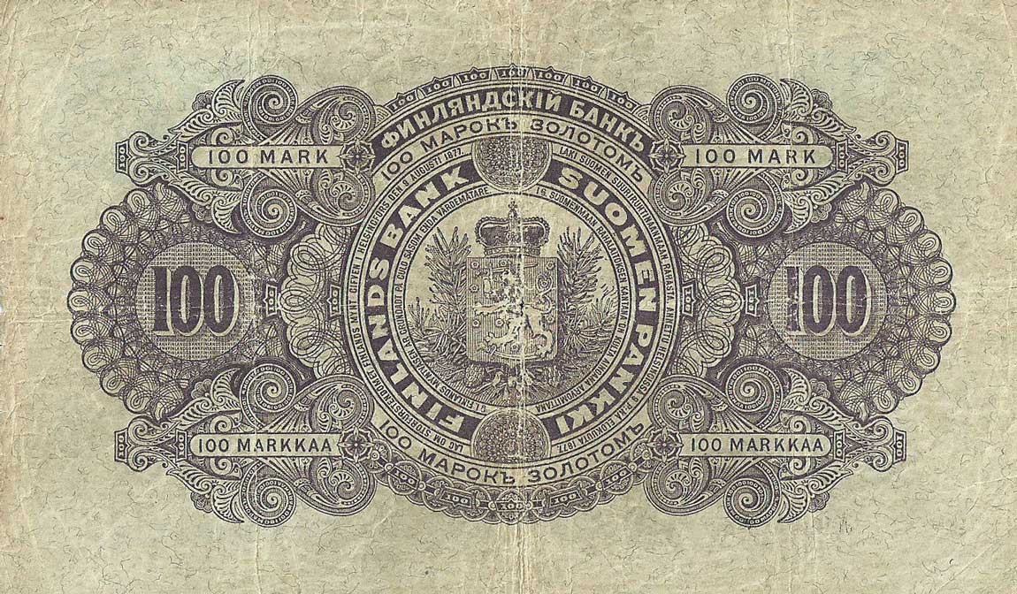 Back of Finland p7b: 100 Markkaa from 1898