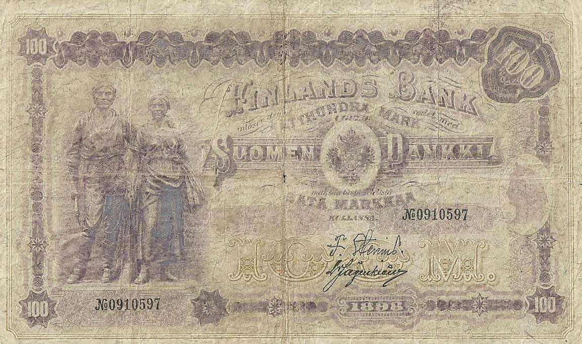 Front of Finland p7b: 100 Markkaa from 1898