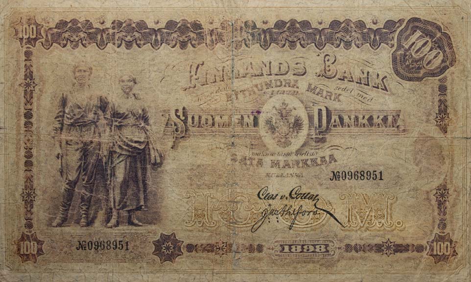 Front of Finland p7c: 100 Markkaa from 1898