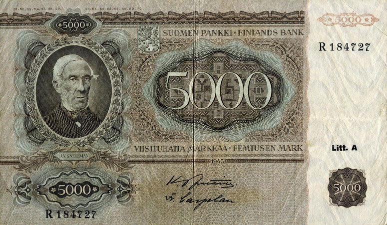 Front of Finland p83a: 5000 Markkaa from 1945