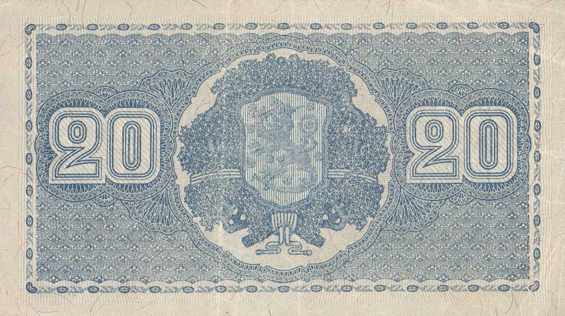 Back of Finland p86: 20 Markkaa from 1945