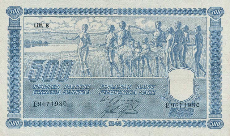 Front of Finland p89: 500 Markkaa from 1945