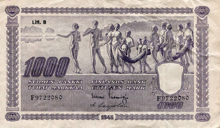 Front of Finland p90: 1000 Markkaa from 1945