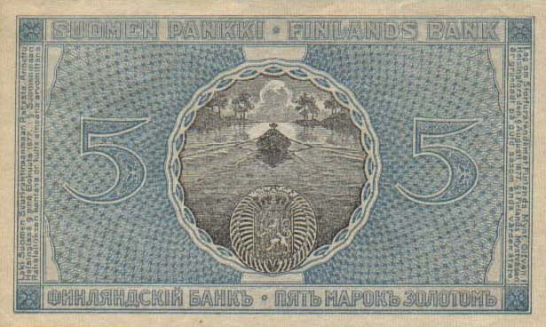 Back of Finland p9a: 5 Markkaa from 1909