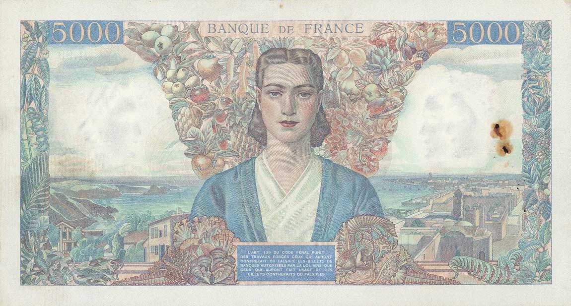 Back of France p103a: 5000 Francs from 1942