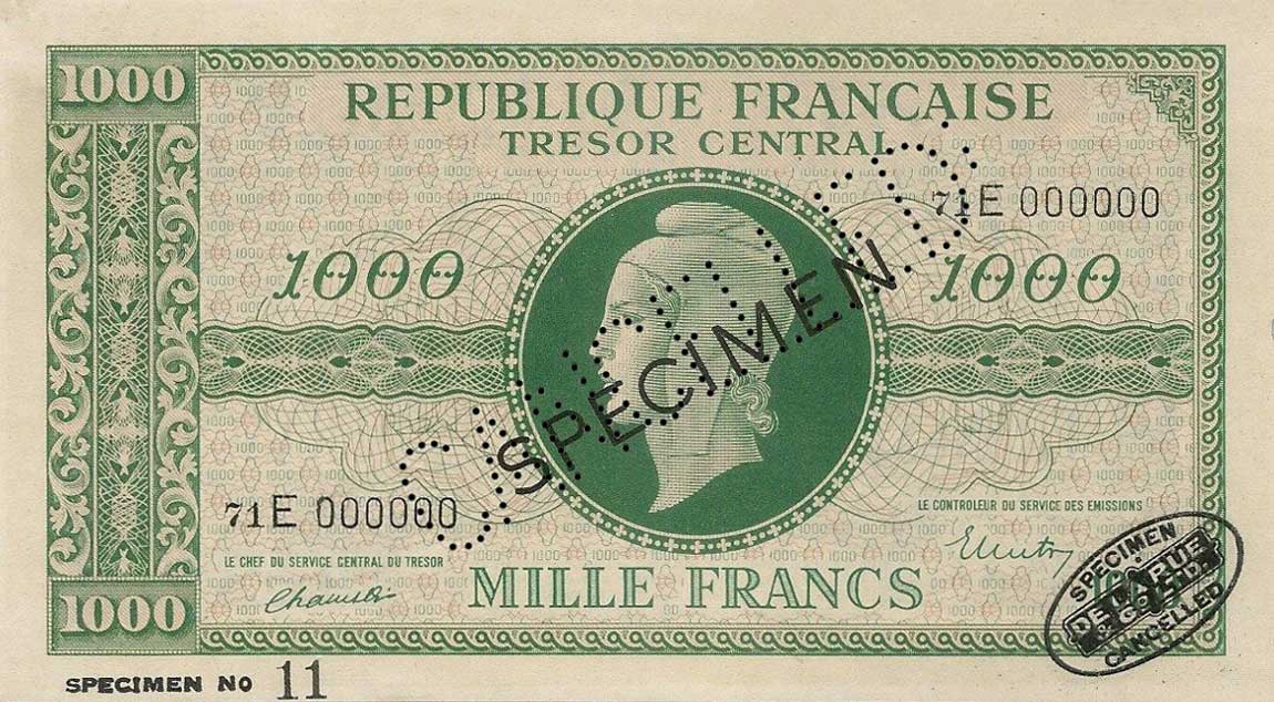 Front of France p107s: 1000 Francs from 1944