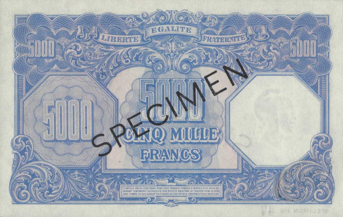 Back of France p109s: 5000 Francs from 1938