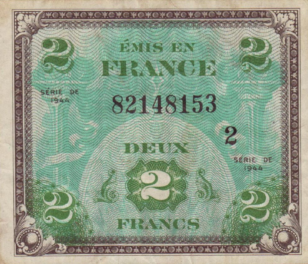 Front of France p114b: 2 Francs from 1944