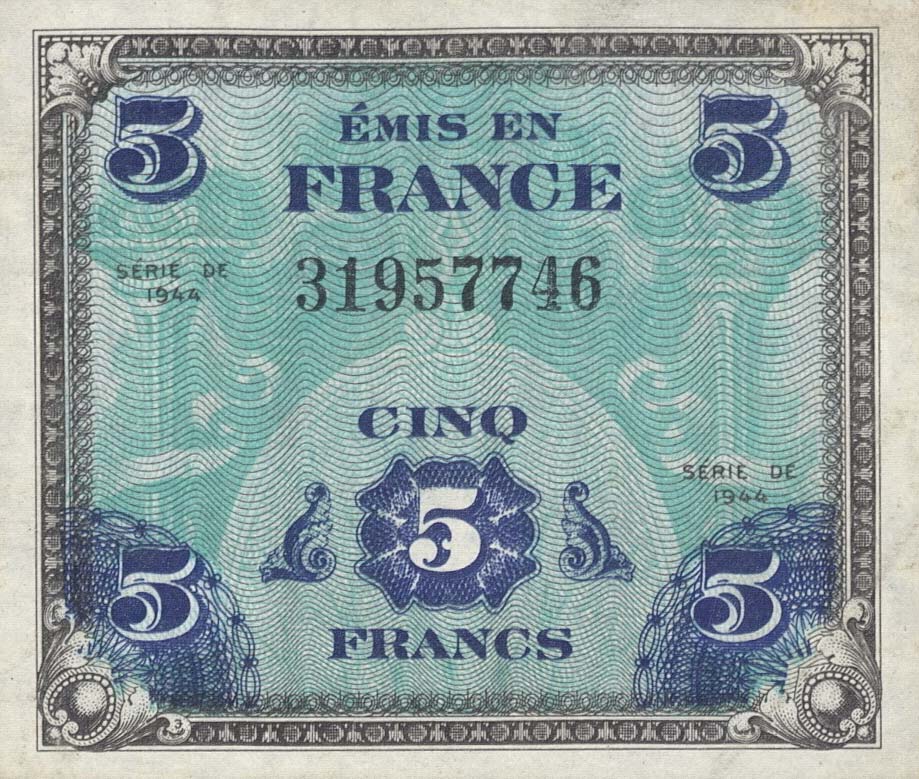 Front of France p115a: 5 Francs from 1944