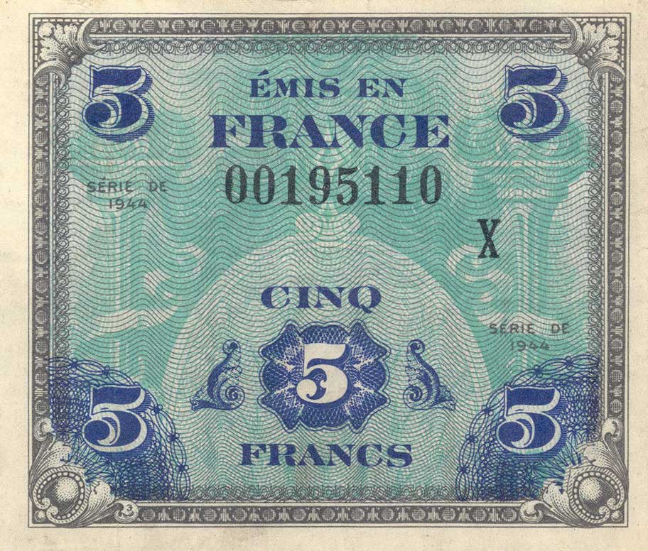 Front of France p115r: 5 Francs from 1944