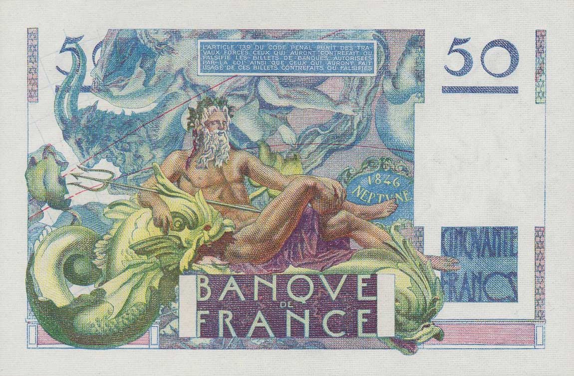 Back of France p127a: 50 Francs from 1946