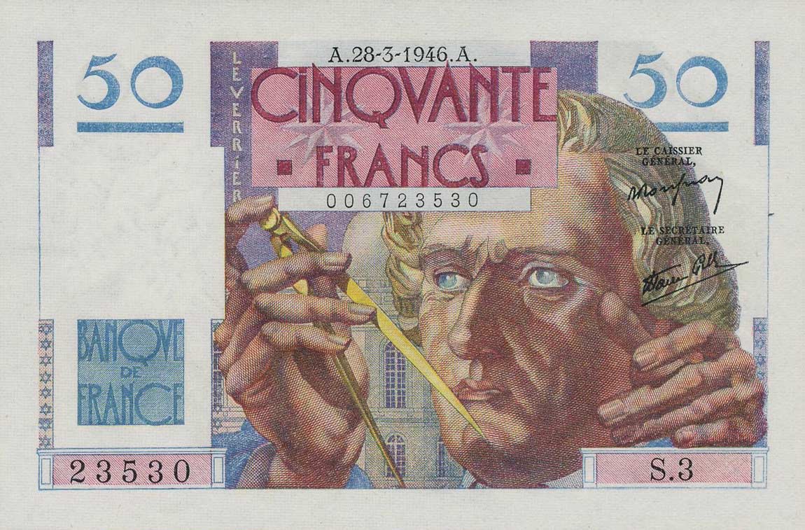 Front of France p127a: 50 Francs from 1946