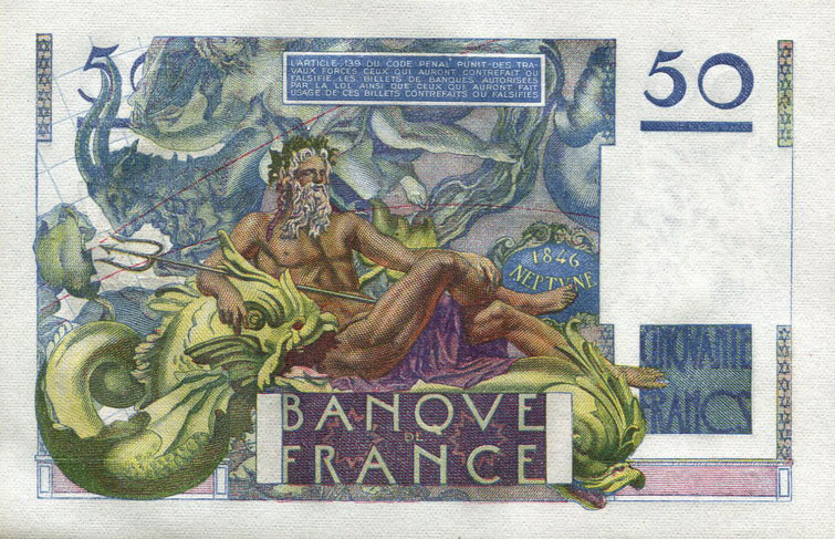 Back of France p127b: 50 Francs from 1947