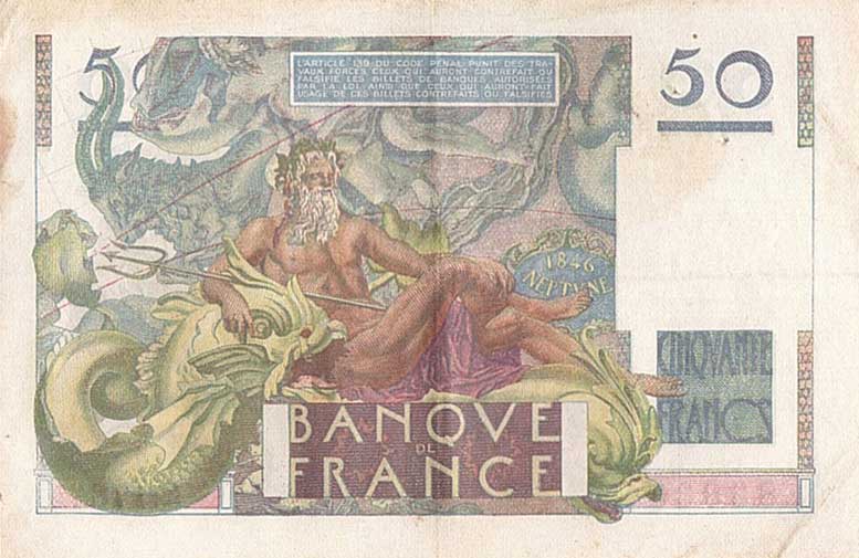 Back of France p127d: 50 Francs from 1951